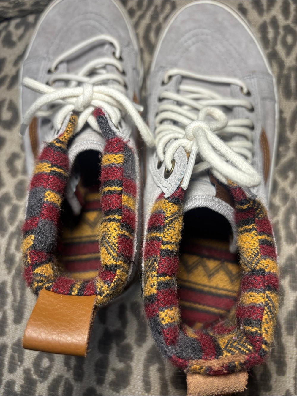 Vans sk8 MTE Scotchbrite light grey suede high top sneaker Aztec fabric accent - Picture 11 of 14